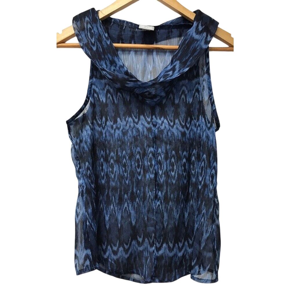 Converse One Star Top Womens XS Blue Black Sheer Draped Neckline